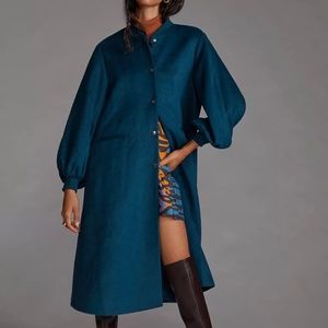 Anthropologie dRA Cozy Wool Blend Puff-Sleeved Coat LG MD NWT
